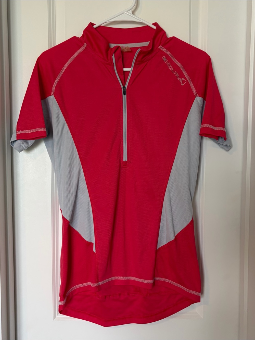 Endura- Ladies  Red & Light Gray Short Sleeve Active Jersey
Size L